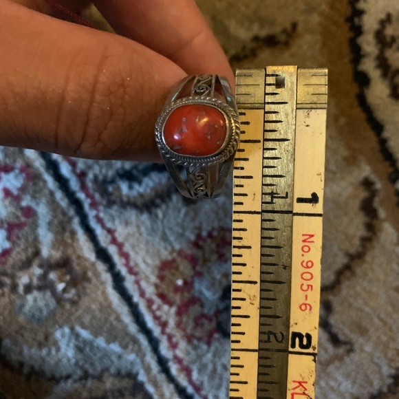 Sterling and coral ring - Picture 5 of 5